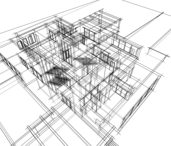 Lignes Dessin Abstraites Dans Concept Art Architectural Formes Géométriques Minimales — Image vectorielle