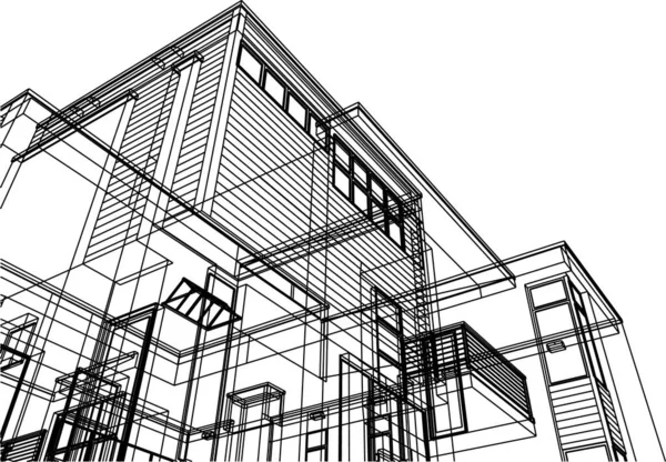 Abstrakte Zeichnungslinien Architektonischen Kunstkonzept Minimale Geometrische Formen — Stockvektor