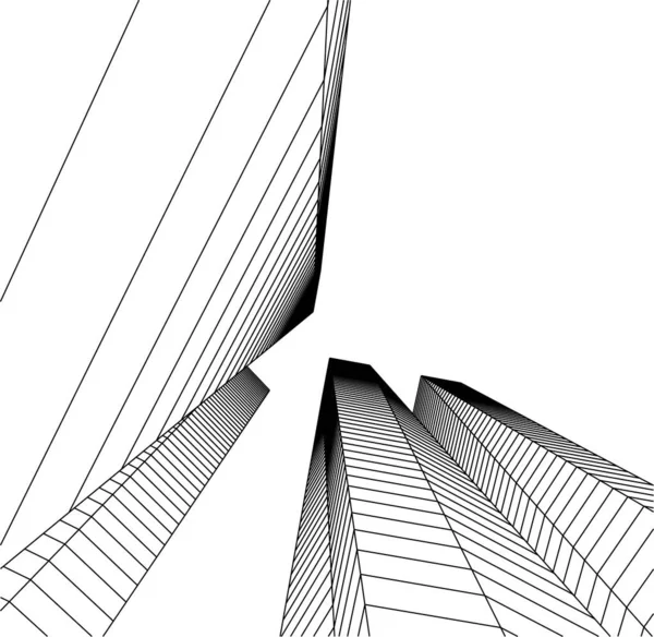 Abstrakcyjne Linie Rysunku Koncepcji Sztuki Architektonicznej Minimalne Kształty Geometryczne — Wektor stockowy