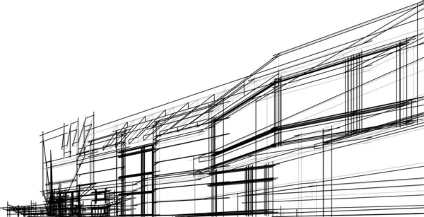 Abstracte Tekenlijnen Architectonisch Kunstconcept Minimale Geometrische Vormen — Stockvector