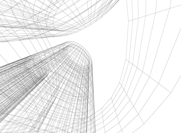 Abstrakta Teckningslinjer Arkitektonisk Konst Koncept Minimala Geometriska Former — Stock vektor