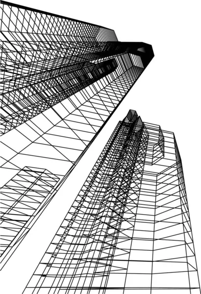 Lignes Dessin Abstraites Dans Concept Art Architectural Formes Géométriques Minimales — Image vectorielle