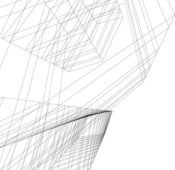 Abstracte Tekenlijnen Architectonisch Kunstconcept Minimale Geometrische Vormen — Stockvector