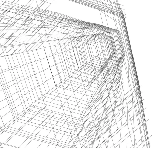 Mimari Sanat Konseptinde Soyut Çizgiler Minimum Geometrik Şekiller — Stok Vektör