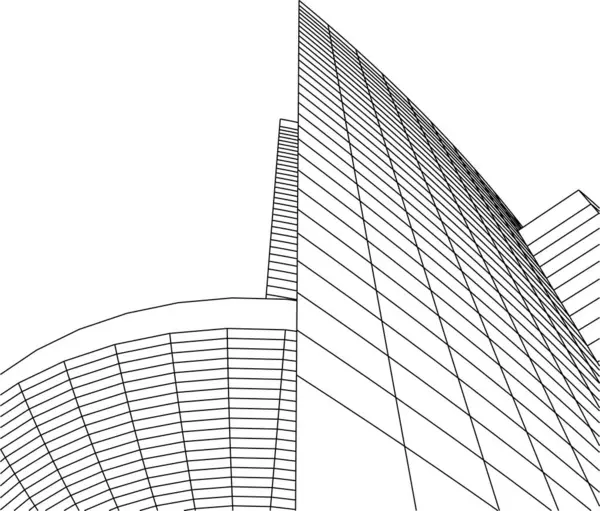 Abstrakta Teckningslinjer Arkitektonisk Konst Koncept Minimala Geometriska Former — Stock vektor