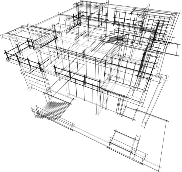 Abstracte Tekenlijnen Architectonisch Kunstconcept Minimale Geometrische Vormen — Stockvector