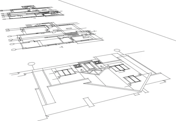 Abstrakte Zeichnungslinien Architektonischen Kunstkonzept Minimale Geometrische Formen — Stockvektor