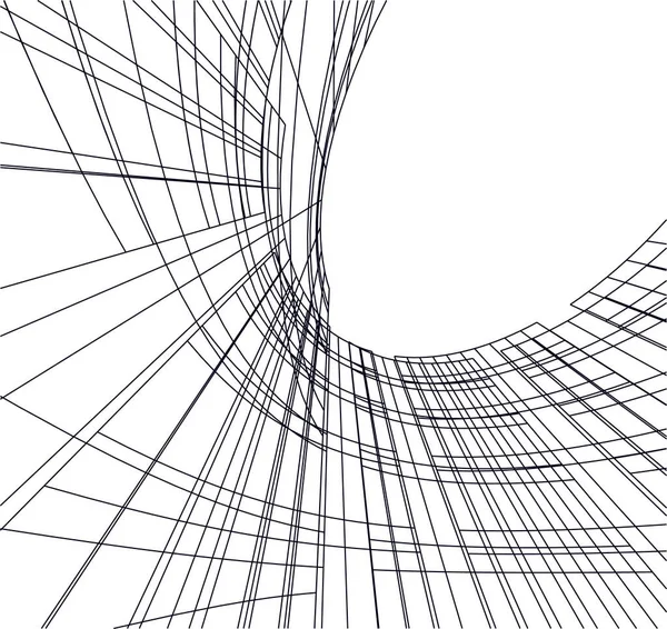 Abstracte Tekenlijnen Architectonisch Kunstconcept Minimale Geometrische Vormen — Stockvector