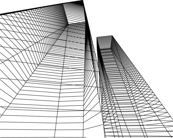 Abstrakta Teckningslinjer Arkitektonisk Konst Koncept Minimala Geometriska Former — Stock vektor