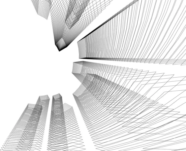 Lignes Dessin Abstraites Dans Concept Art Architectural Formes Géométriques Minimales — Image vectorielle