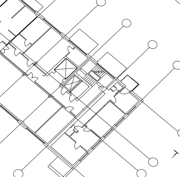 Líneas Abstractas Dibujo Concepto Arte Arquitectónico Formas Geométricas Mínimas — Archivo Imágenes Vectoriales