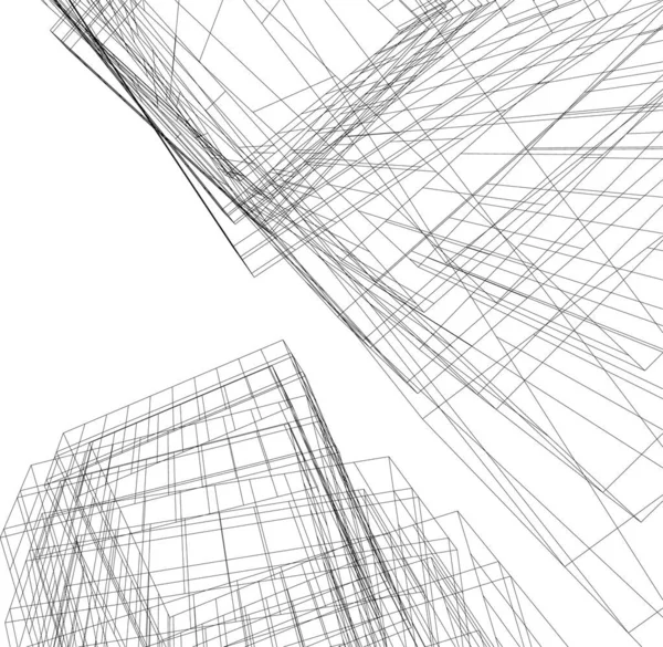 Lignes Dessin Abstraites Dans Concept Art Architectural Formes Géométriques Minimales — Image vectorielle