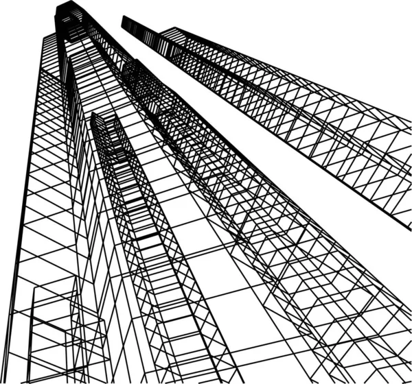 Abstrakta Teckningslinjer Arkitektonisk Konst Koncept Minimala Geometriska Former — Stock vektor