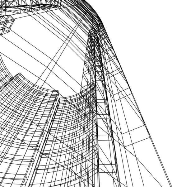 Mimari Sanat Konseptinde Soyut Çizgiler Minimum Geometrik Şekiller — Stok Vektör