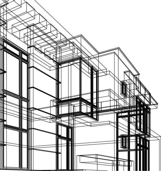 Linee Disegno Astratte Nel Concetto Arte Architettonica Forme Geometriche Minime — Vettoriale Stock