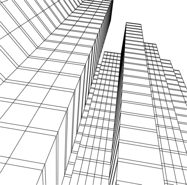 Elvont Rajzvonalak Építészeti Képzőművészetben Minimális Geometriai Formák — Stock Vector