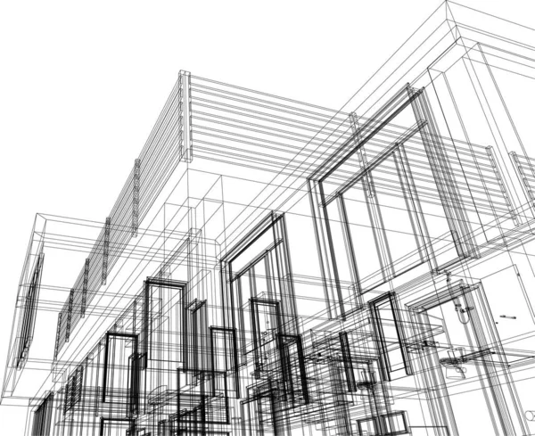 Linee Disegno Astratte Nel Concetto Arte Architettonica Forme Geometriche Minime — Vettoriale Stock