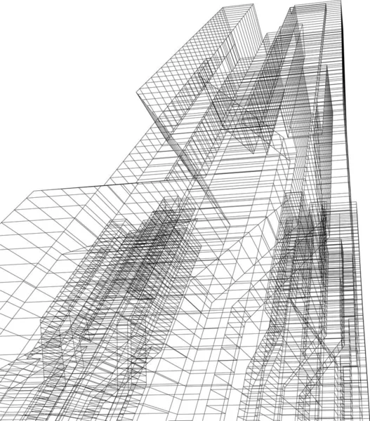 Abstrakta Teckningslinjer Arkitektonisk Konst Koncept Minimala Geometriska Former — Stock vektor