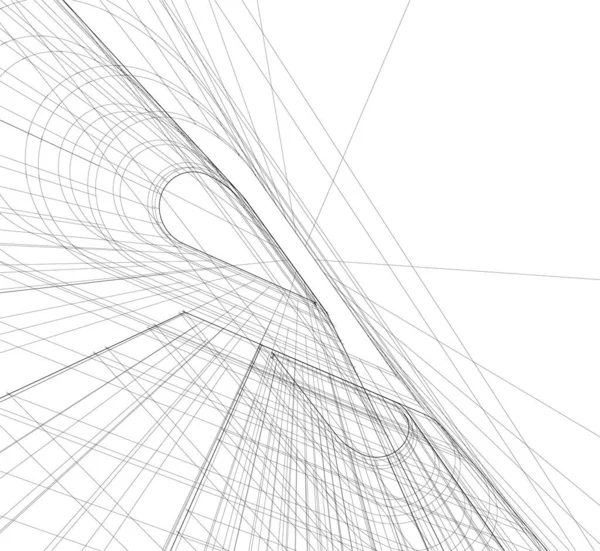 Mimari Sanat Konseptinde Soyut Çizgiler Minimum Geometrik Şekiller — Stok Vektör