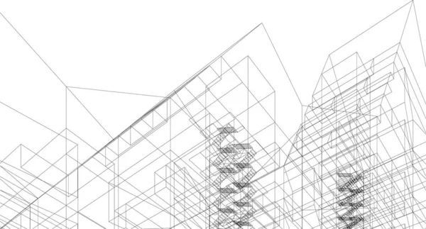 Abstracte Tekenlijnen Architectonisch Kunstconcept Minimale Geometrische Vormen — Stockvector