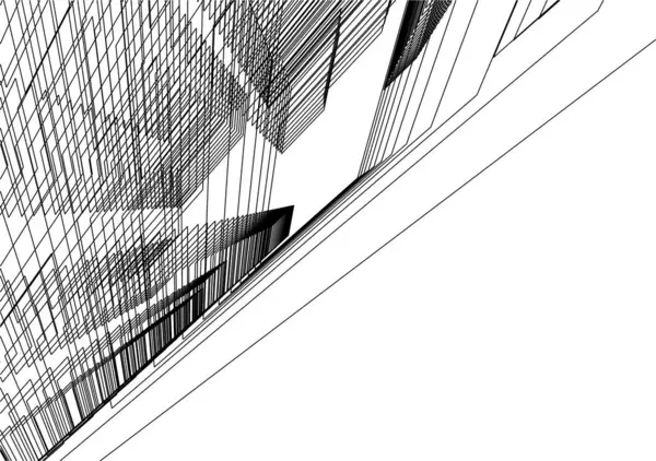 Abstrakte Zeichnungslinien Architektonischen Kunstkonzept Minimale Geometrische Formen — Stockvektor