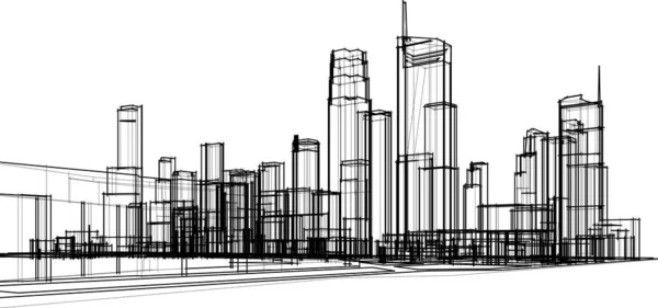 Lignes Dessin Abstraites Dans Concept Art Architectural Formes Géométriques Minimales — Image vectorielle