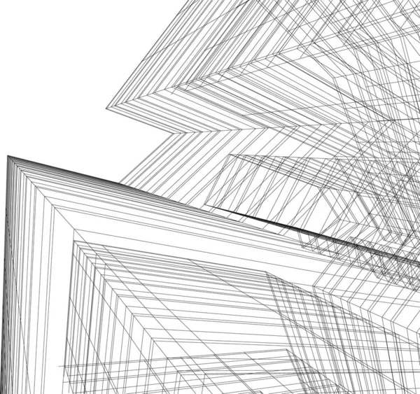 Lignes Dessin Abstraites Dans Concept Art Architectural Formes Géométriques Minimales — Image vectorielle