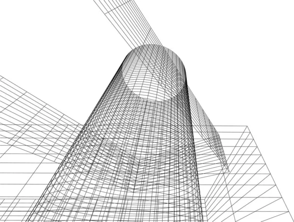 Abstracte Tekenlijnen Architectonisch Kunstconcept Minimale Geometrische Vormen — Stockvector