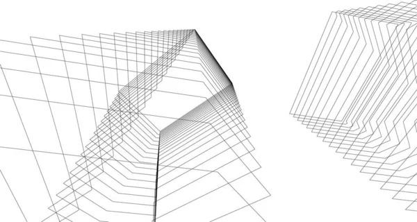 Abstrakcyjne Linie Rysunku Koncepcji Sztuki Architektonicznej Minimalne Kształty Geometryczne — Wektor stockowy