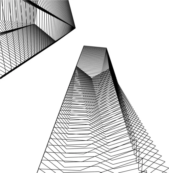 Lignes Dessin Abstraites Dans Concept Art Architectural Formes Géométriques Minimales — Image vectorielle