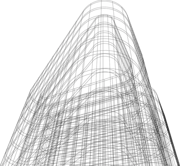 Abstracte Tekenlijnen Architectonisch Kunstconcept Minimale Geometrische Vormen — Stockvector