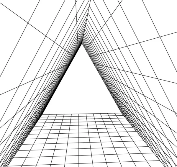 Líneas Abstractas Dibujo Concepto Arte Arquitectónico Formas Geométricas Mínimas — Archivo Imágenes Vectoriales