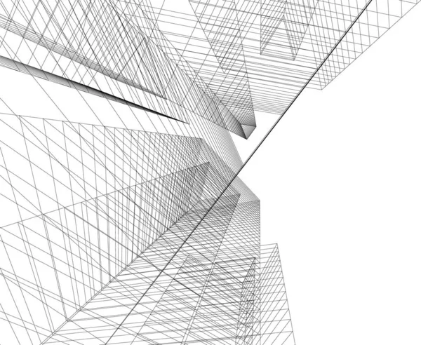 Abstracte Tekenlijnen Architectonisch Kunstconcept Minimale Geometrische Vormen — Stockvector