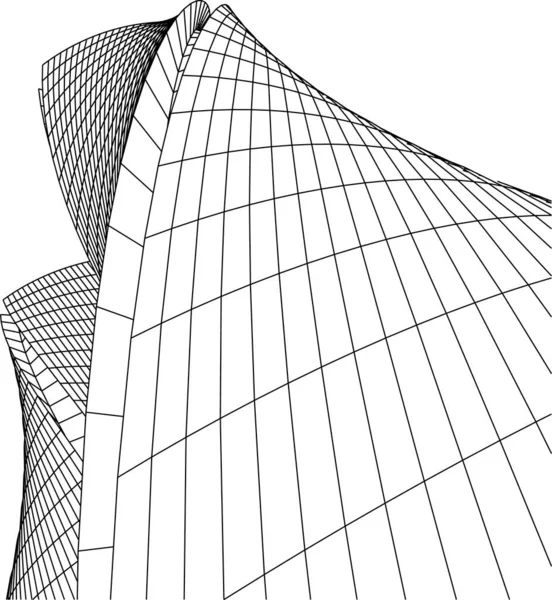 Abstrakcyjne Linie Rysunku Koncepcji Sztuki Architektonicznej Minimalne Kształty Geometryczne — Wektor stockowy