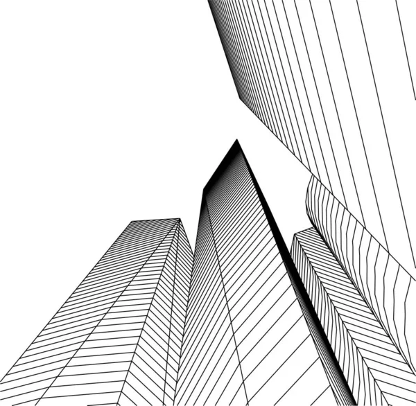 Líneas Abstractas Dibujo Concepto Arte Arquitectónico Formas Geométricas Mínimas — Archivo Imágenes Vectoriales