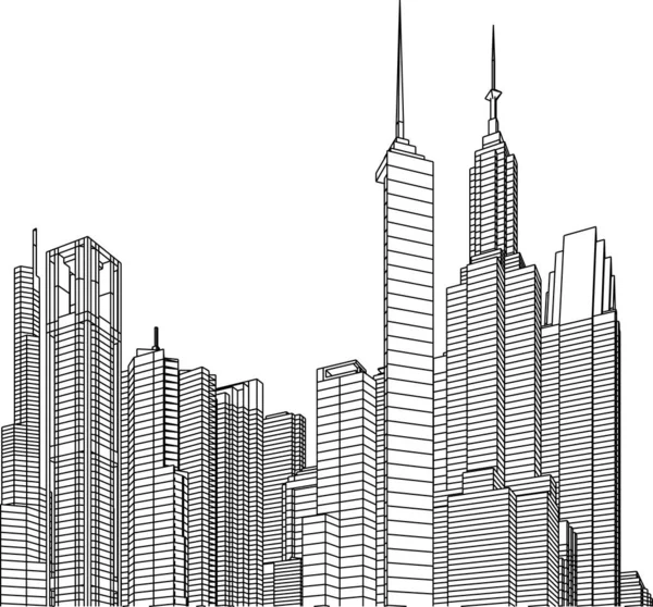 Abstracte Tekenlijnen Architectonisch Kunstconcept Minimale Geometrische Vormen — Stockvector