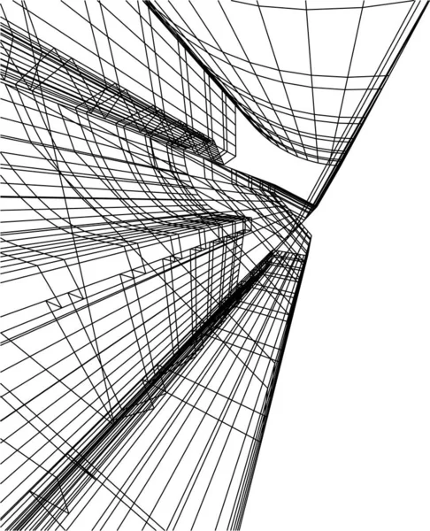 Líneas Abstractas Dibujo Concepto Arte Arquitectónico Formas Geométricas Mínimas — Vector de stock