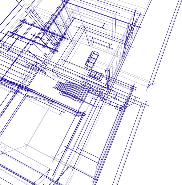 Abstrakte Zeichnungslinien Architektonischen Kunstkonzept Minimale Geometrische Formen — Stockvektor