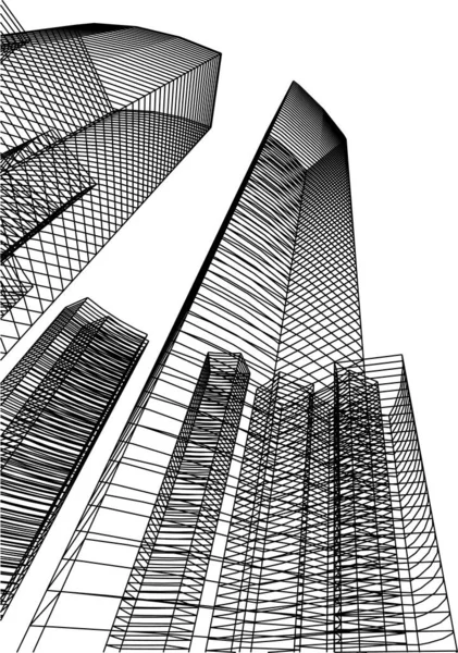 Abstracte Tekenlijnen Architectonisch Kunstconcept Minimale Geometrische Vormen — Stockvector