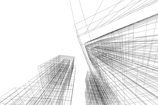 Abstracte Tekenlijnen Architectonisch Kunstconcept Minimale Geometrische Vormen — Stockvector