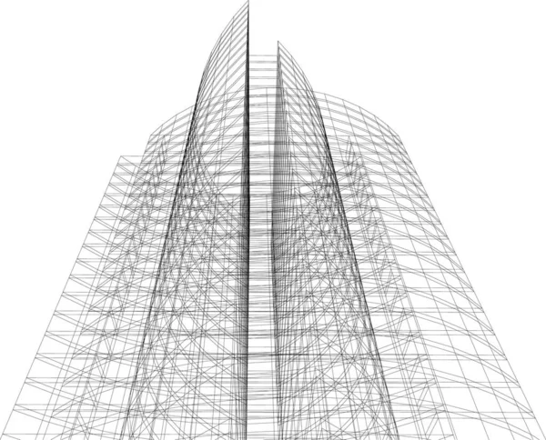 Abstrakcyjne Linie Rysunku Koncepcji Sztuki Architektonicznej Minimalne Kształty Geometryczne — Wektor stockowy