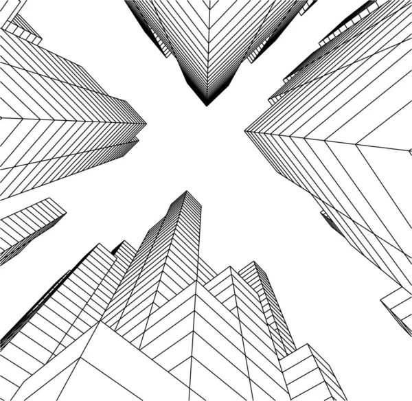 Abstracte Tekenlijnen Architectonisch Kunstconcept Minimale Geometrische Vormen — Stockvector