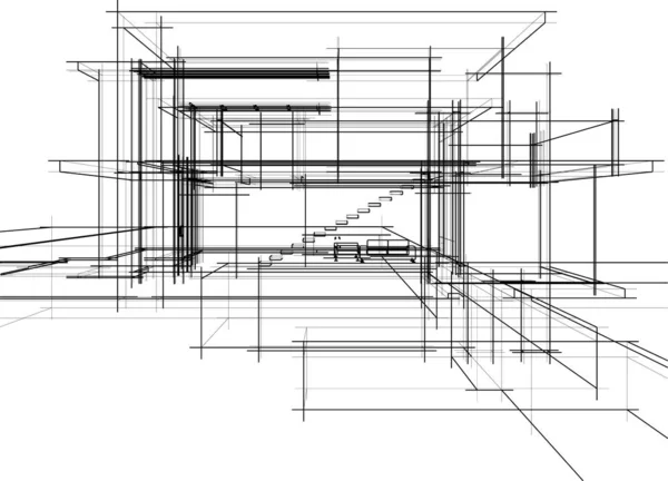 Lignes Dessin Abstraites Dans Concept Art Architectural Formes Géométriques Minimales — Image vectorielle