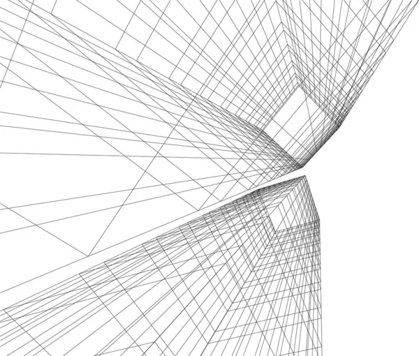 Abstrakte Zeichnungslinien Architektonischen Kunstkonzept Minimale Geometrische Formen — Stockvektor