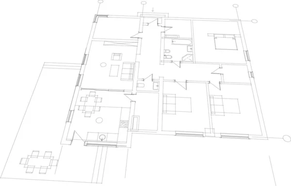 Abstrakcyjne Linie Rysunku Koncepcji Sztuki Architektonicznej Minimalne Kształty Geometryczne — Wektor stockowy