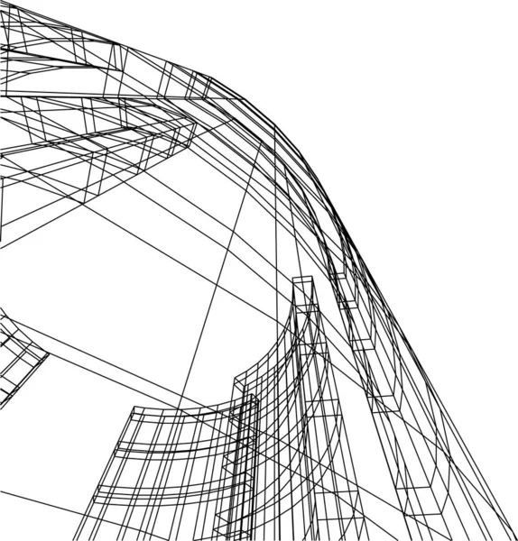 Líneas Abstractas Dibujo Concepto Arte Arquitectónico Formas Geométricas Mínimas — Archivo Imágenes Vectoriales