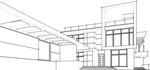 Linee Disegno Astratte Nel Concetto Arte Architettonica Forme Geometriche Minime — Vettoriale Stock