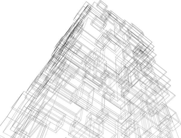 Líneas Abstractas Dibujo Concepto Arte Arquitectónico Formas Geométricas Mínimas — Vector de stock