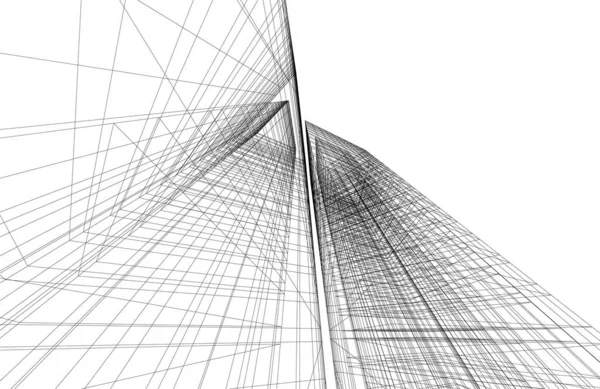 Lignes Dessin Abstraites Dans Concept Art Architectural Formes Géométriques Minimales — Image vectorielle