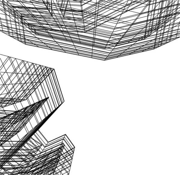 Linhas Abstratas Desenho Conceito Arte Arquitetônica Formas Geométricas Mínimas —  Vetores de Stock